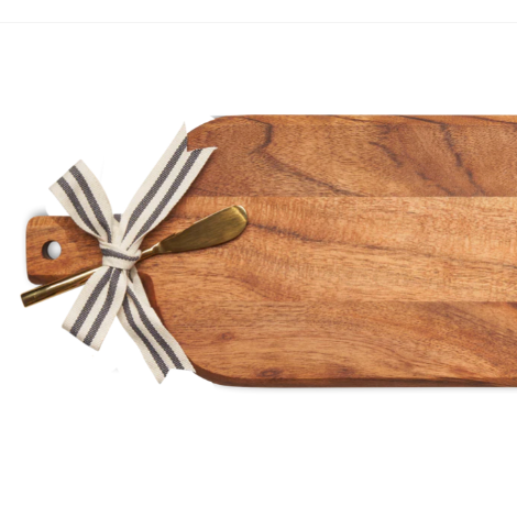 Delish Acacia Board w/ Ribbon &amp; Gold Spreader