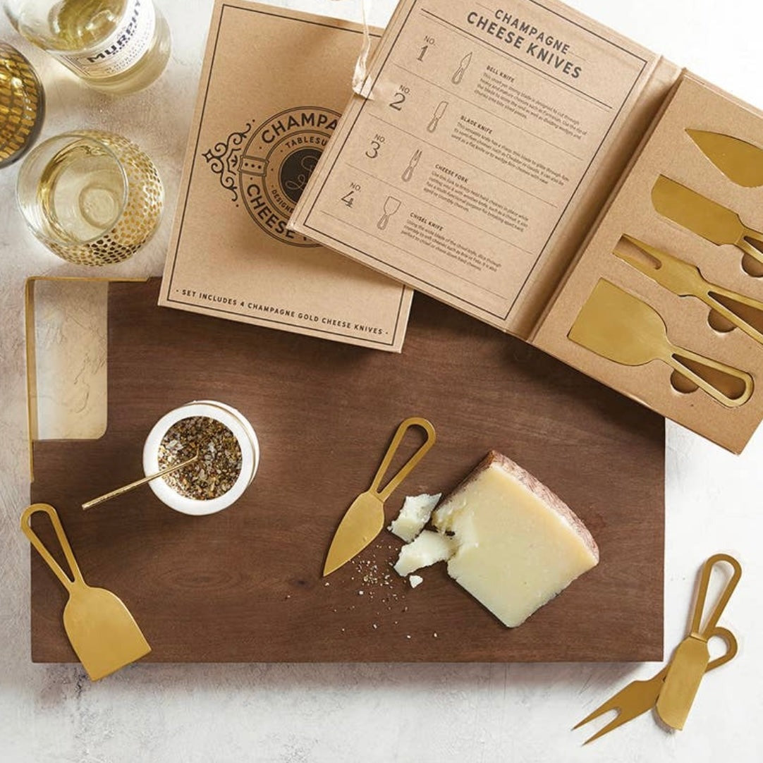 cheese knives, cheese knife set, cheese spreader, best cheese Enhance your cheese catering gatherings with ease using this exquisite set of champagne gold cheese knives, designed for all types of cheese.knife, cheese board with knives